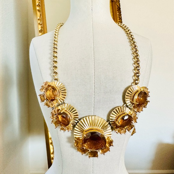 🔥 Vintage Monet Topaz Crystal Deco Necklace - Picture 6 of 17